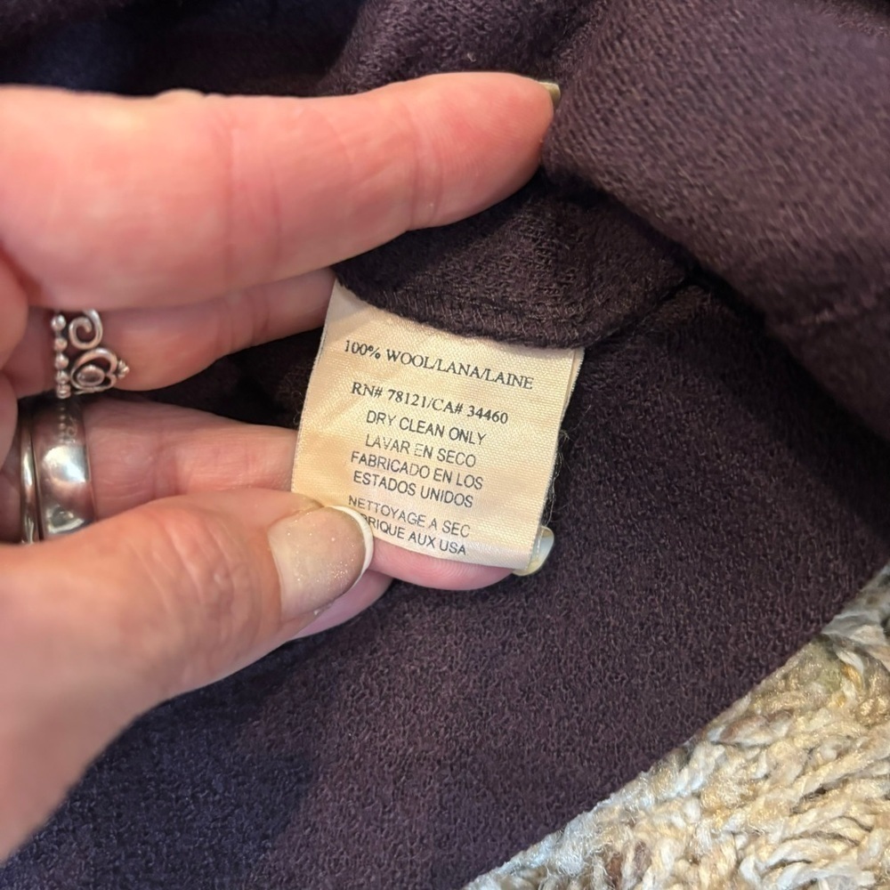 Eileen Fisher Large Jacket Cardigan Plum Purple Mandarin Collar Button Front - Picture 10 of 12
